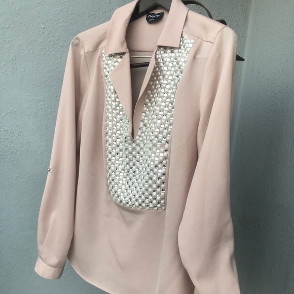 bebe Tops - Bebe blouse sleeve open roll up too. Rhinestone L